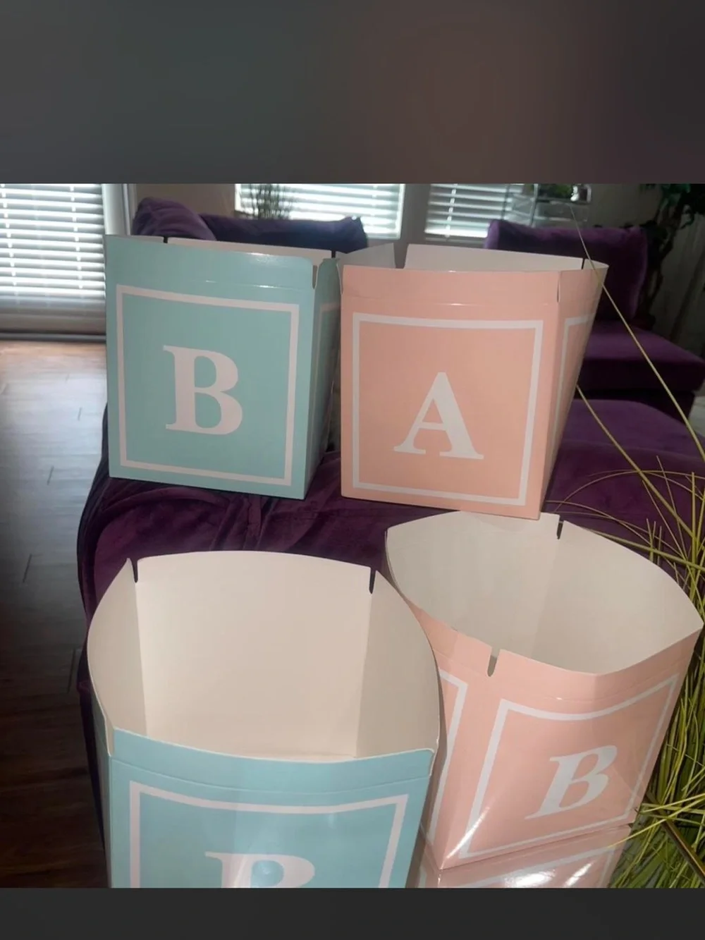 Pastel Blue & Pink Baby Block Storage Bins